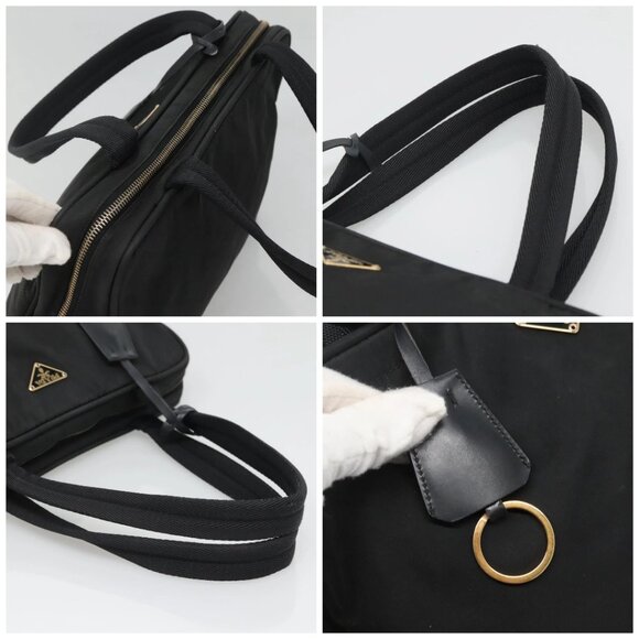 PRADA Hand Bag Nylon Black Gold Auth 141813 - Picture 16 of 16